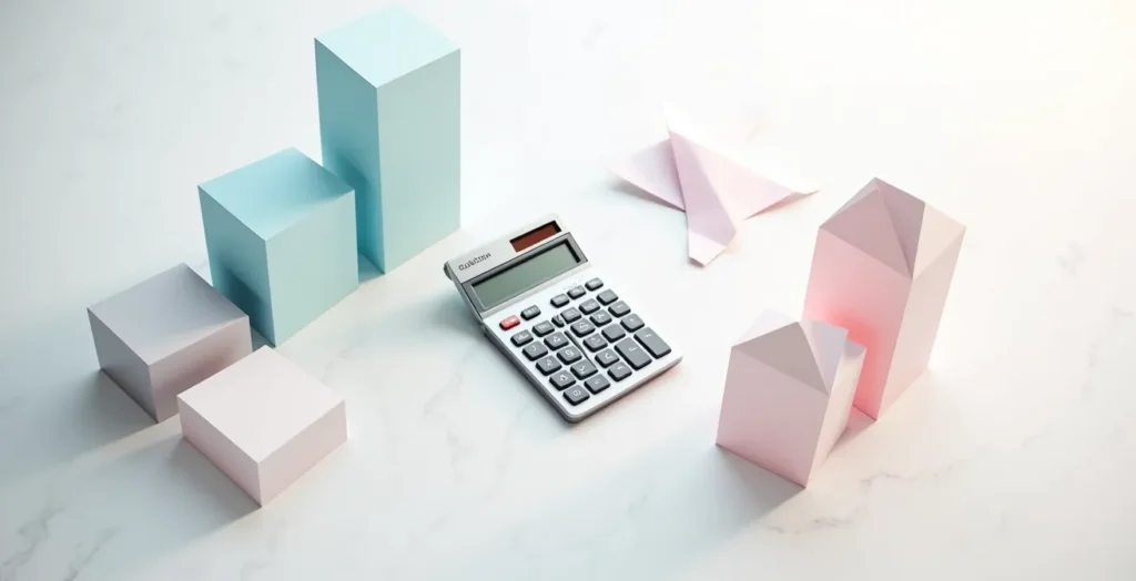 Calculatrice et graphiques abstraits représentant l'analyse de rentabilité